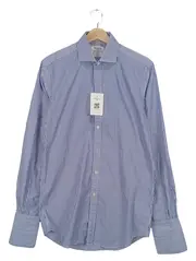 Vorschaubild 1 von Herren Business Hemd Langarm Blau Gestreift Gr. 36 S 100% Baumwolle