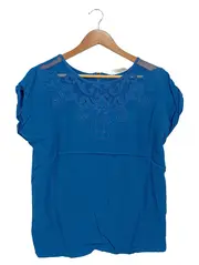 Vorschaubild 1 von Damen Bluse M Blau Feminin Bestickt Kurzarm
