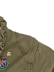 Vorschaubild 5 von Mädchen Bluse Gr. 98 Oliv Blumen Stickerei Langarm
