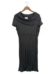 Vorschaubild 1 von Taifun Damen Strickkleid Gr. M Grau Rippstrick Kurzarm Freizeitkleid