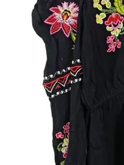 Vorschaubild 4 von Damen Bluse Gr. 36/S Schwarz Blumenstickerei Cold Shoulder