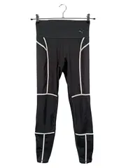Vorschaubild 1 von Damen Leggings Gr. 34/XS Schwarz Sportlich mit Logo & Reißverschlüssen