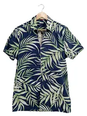 Vorschaubild 1 von Herren Freizeithemd Kurzarm Palmenblattmuster Mehrfarbig Gr. S Casual