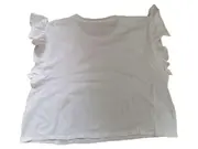 Vorschaubild 5 von Damen T-Shirt Rüschen Ärmel Weiß Gr. S Baumwolle Sommer Top