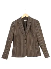 Vorschaubild 1 von LEBEK Damen Blazer Gr. 40/L Braun Gestreift Business Elegant Klassisch