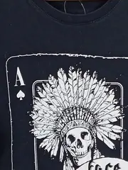 Vorschaubild 3 von Herren T-Shirt Totenkopf Spielkartenmotiv Schwarz XL Streetwear