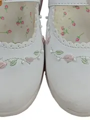 Vorschaubild 2 von Mädchen Ballerinas Schuhe Gr. 22 Weiß Festlich Stickerei Perlen