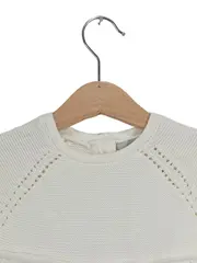 Vorschaubild 5 von Strickkleid Mädchen Gr. 68 Weiß Baumwolle Festlich Stickerei Langarm
