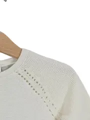 Vorschaubild 6 von Strickkleid Mädchen Gr. 68 Weiß Baumwolle Festlich Stickerei Langarm