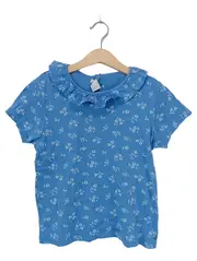 Vorschaubild 1 von Mädchen T-Shirt Blumenmuster Rüschen Blau Gr. 140