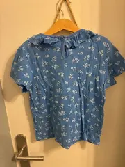 Vorschaubild 2 von Mädchen T-Shirt Blumenmuster Rüschen Blau Gr. 140