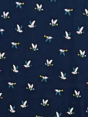 Vorschaubild 2 von Damen T-Shirt Gr. 38/M Blau Vogelmuster Casual Kurzarm