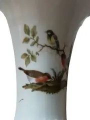 Vorschaubild 2 von Porzellan Vase bauchig floral Vogel 16cm weiß