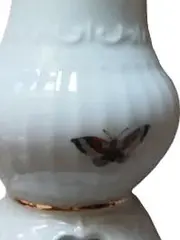 Vorschaubild 3 von Porzellan Vase bauchig floral Vogel 16cm weiß