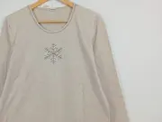 Vorschaubild 3 von Damen Langarmshirt Gr. 44/XXL Beige Weihnachtlich Schneeflocken