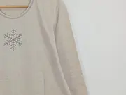 Vorschaubild 5 von Damen Langarmshirt Gr. 44/XXL Beige Weihnachtlich Schneeflocken