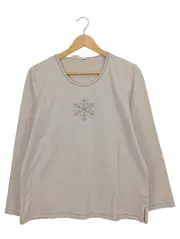 Vorschaubild 1 von Damen Langarmshirt Gr. 44/XXL Beige Weihnachtlich Schneeflocken