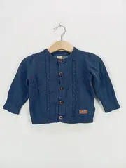 Vorschaubild 2 von Strickjacke Kinder Gr. 68 Blau Baumwolle Zopfstrickmuster