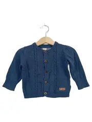 Vorschaubild 1 von Strickjacke Kinder Gr. 68 Blau Baumwolle Zopfstrickmuster