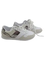 Vorschaubild 1 von Sneaker Damen Gr. 39 Weiß Silber Leder Low Top