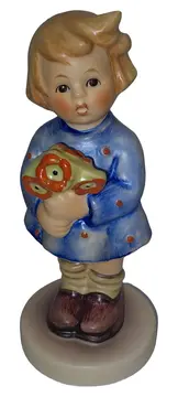 Vorschaubild 1 von Mädchen mit Blumenstrauß Dekofigur Porzellan Blau Klassisch 9cm