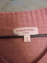 Vorschaubild 3 von Damen Pullover Gr. 42, XL Rosa Weihnachtspullover Glitzer Schneeflocken