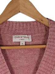 Vorschaubild 2 von Damen Pullover Gr. 42, XL Rosa Weihnachtspullover Glitzer Schneeflocken