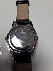 Vorschaubild 3 von Damenuhr Silber Strassbesatz schwarzes Lederarmband Multifunktion