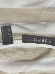 Vorschaubild 3 von Damen T-Shirt Gr. 36/S Beige Gestreift Metallic Kurzarm Basic