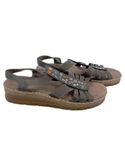 Vorschaubild 1 von Damen Sandalen Gr. 39 Grau Casual Stickerei