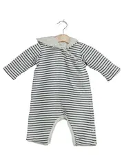 Vorschaubild 1 von Baby Strampler Einteiler Gr. 60/62 Weiß Blau Streifen Kapuze