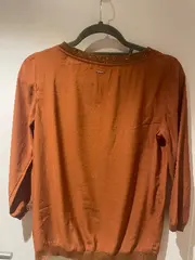 Vorschaubild 2 von Damen Bluse Shirt Gr. 36/S Orange Glitzerbesatz 3/4-Arm Elegant