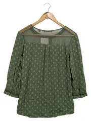 Vorschaubild 2 von Bluse Damen Gr. 32/XXS Grün Vintage Bohemian 3/4-Arm