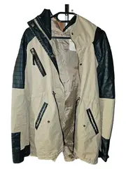 Vorschaubild 1 von EPISTER Damen Parka Jacke Kunstleder Details Beige Schwarz Gr. M