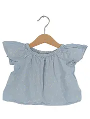 Vorschaubild 1 von Baby Mädchen Top Bluse Gr. 74 Blau Weiß Gestreift Rüschen