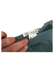 Vorschaubild 3 von Damen Plissee Stoffhose Grün Elegant Weites Bein Gr. L/40