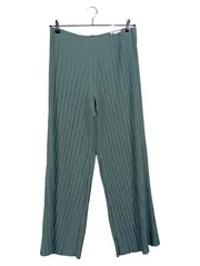 Vorschaubild 1 von Damen Plissee Stoffhose Grün Elegant Weites Bein Gr. L/40