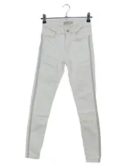 Vorschaubild 1 von Damen Skinny Fit Jeans Gr. 34/XS Weiß mit Glitzerstreifen