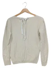 Vorschaubild 2 von Damen Pullover Gr. 36/S Beige Strukturmuster Schleife Langarm