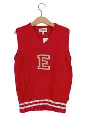 Vorschaubild 1 von Kinder Pullunder Gr. 128 Rot Preppy Strickweste mit E Applikation