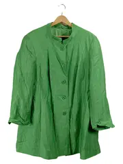 Vorschaubild 2 von Leichte Jacke Damen Gr. 50 Grün Leinen Casual Sommer