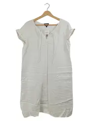 Vorschaubild 1 von Damen Sommerkleid Leinen Weiß Gr. 40 L Kurzarm