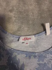 Vorschaubild 4 von Damen Top Blau Blumenmuster Gr. 38 M Leinen Baumwolle