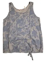 Vorschaubild 1 von Damen Top Blau Blumenmuster Gr. 38 M Leinen Baumwolle