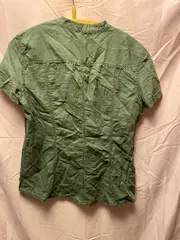 Vorschaubild 2 von Sports Damen Hemdbluse Gr. 40/L Oliv Leinen Kurzarm Casual