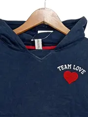 Vorschaubild 2 von Kinder Kapuzenpullover Gr. 140 Blau Casual Herz Applikation