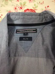 Vorschaubild 6 von Herren Business Hemd Blau Gestreift Gr. 48, M Slim Fit Baumwolle