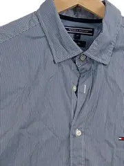 Vorschaubild 4 von Herren Business Hemd Blau Gestreift Gr. 48, M Slim Fit Baumwolle
