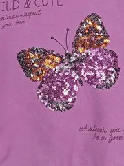 Vorschaubild 2 von Mädchen Hoodie Schmetterlingsprint Lila Gr. 128/134 Baumwolle