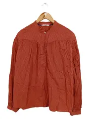 Vorschaubild 1 von Damen Bluse Gr. S Orange Baumwolle Strukturmuster Langarm